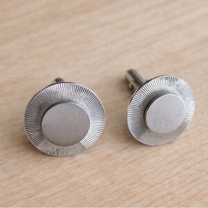 Mid-Century Modern Sunburst Cufflinks Sterling Silver LaMode Architect Discs